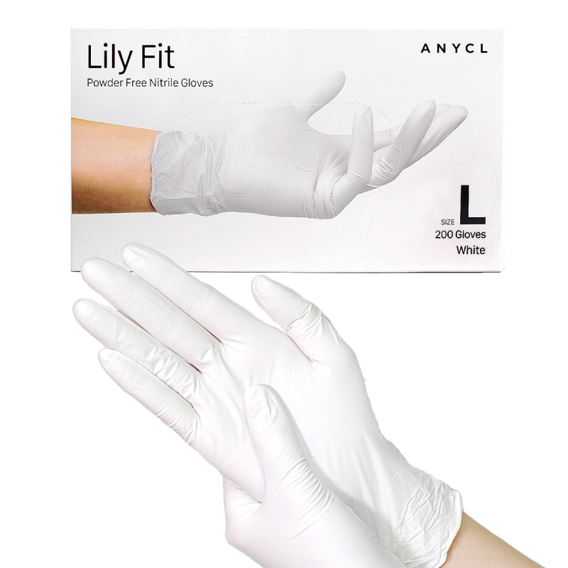 ニトリル手袋 白 粉無し | Lily Fit Powder Free Nitrile Exam Gloves 白